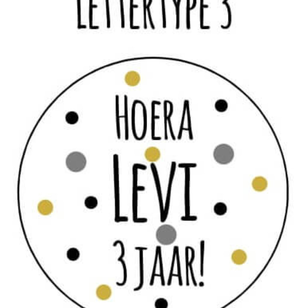 Verjaardagslabels mosterd grijs zwart (Printable)