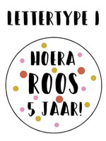 Verjaardagslabels roze mosterd roest (Printable)