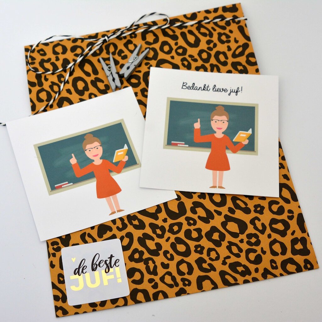 Traktatie kaartje bedankt juf