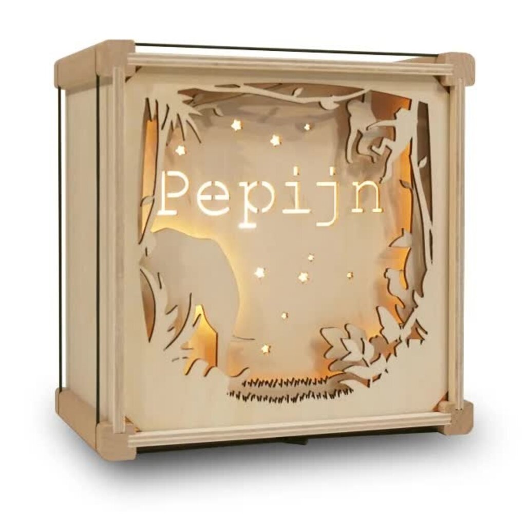 Houten nachtlampje met naam Jungle