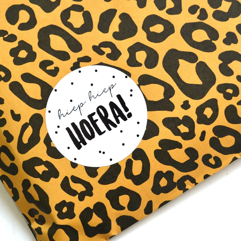 Sluitsticker - Hiep hiep hoera! zwart/wit 10x