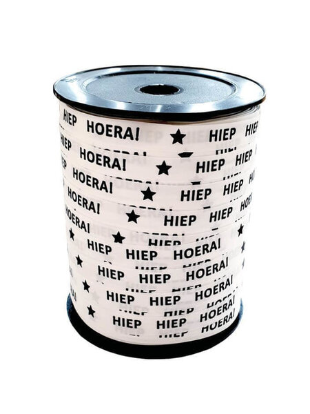 Cadeaulint Hiep hiep hoera wit