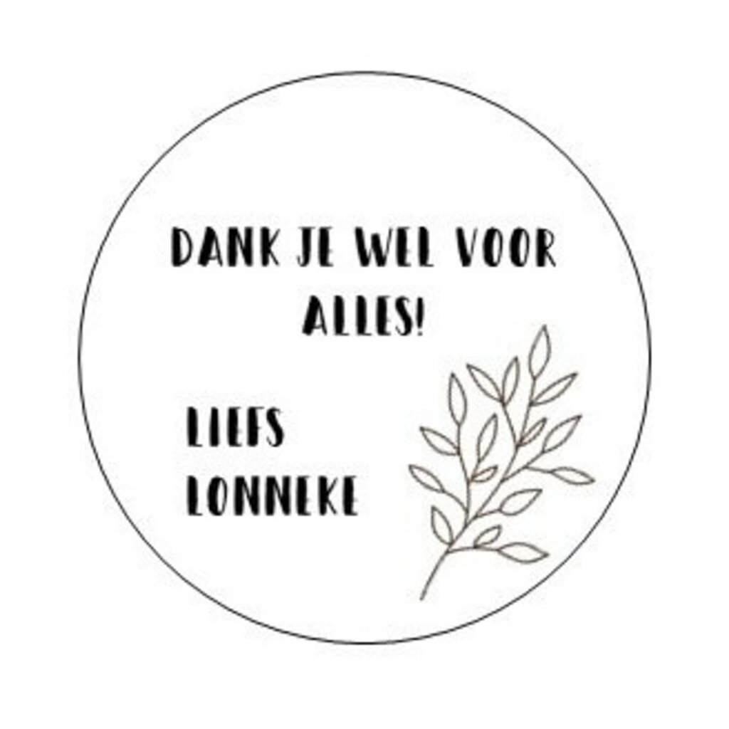Traktatie labels met naam dank je wel voor alles