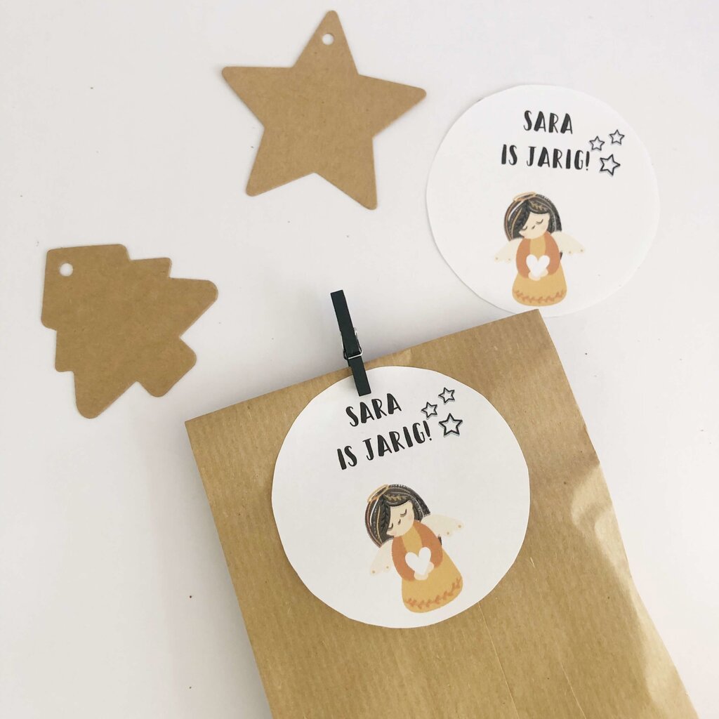 Traktatie labels met naam Engeltje