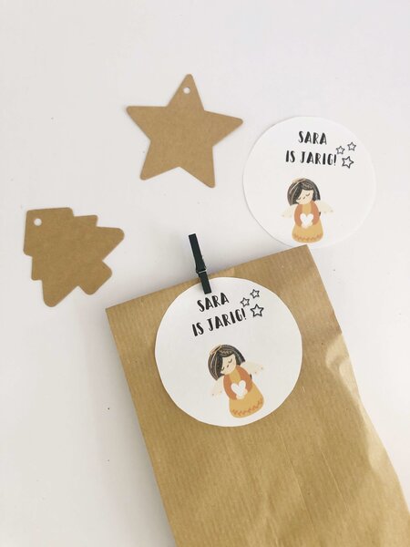 Traktatie labels met naam Engeltje