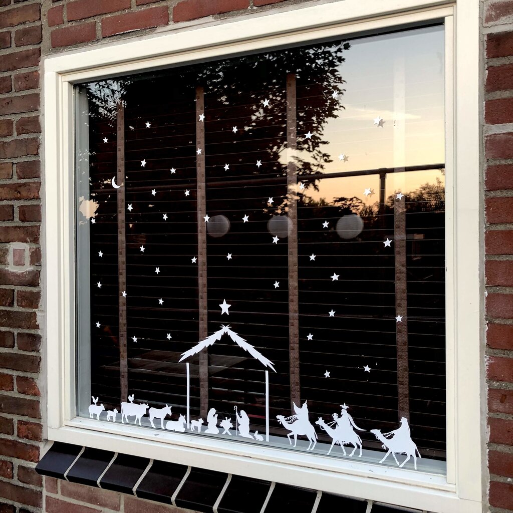 Raamsticker Kerst stal (herbruikbaar)