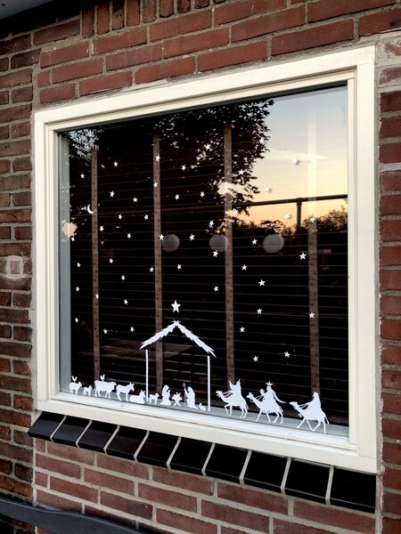 Raamsticker Kerst stal (herbruikbaar)