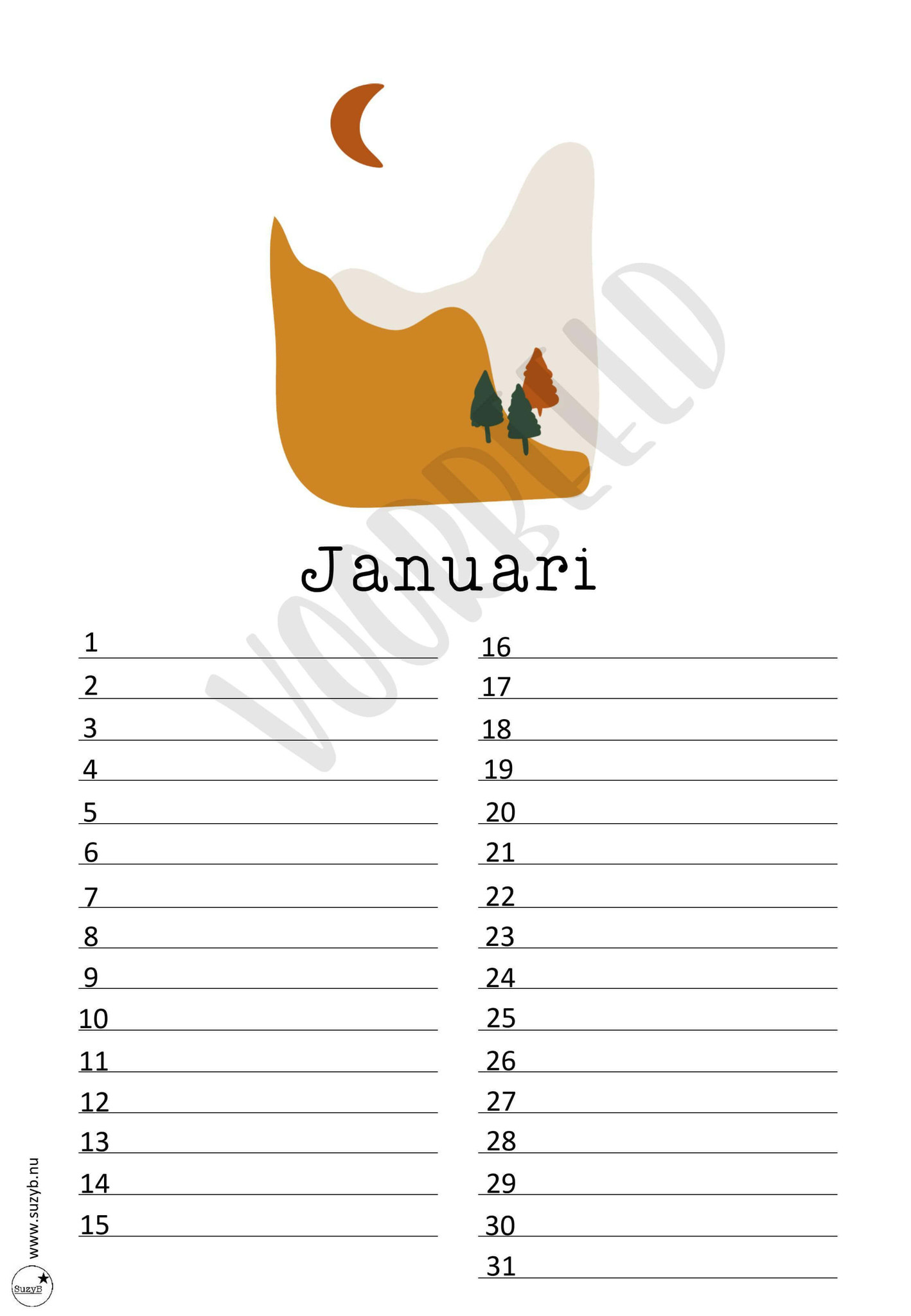 Kostbaar Afkorting focus Printable Verjaardagskalender Januari - SuzyB