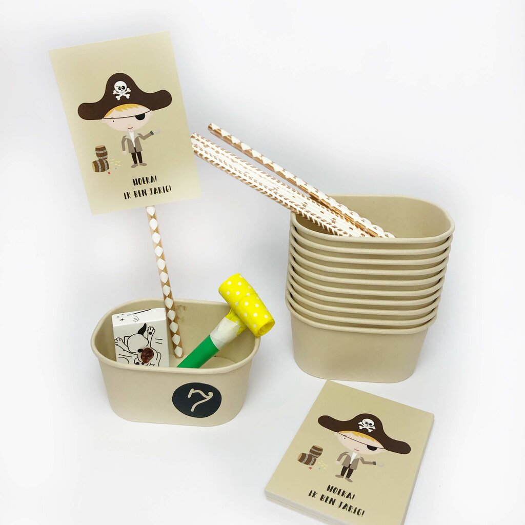 Traktatie kaartjes piraat ik ben jarig 10x