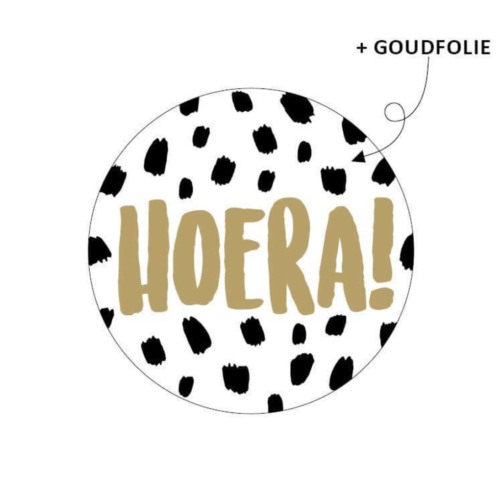 Sluitsticker hoera met stippen en goud 10x