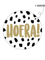 Sluitsticker hoera met stippen en goud 10x