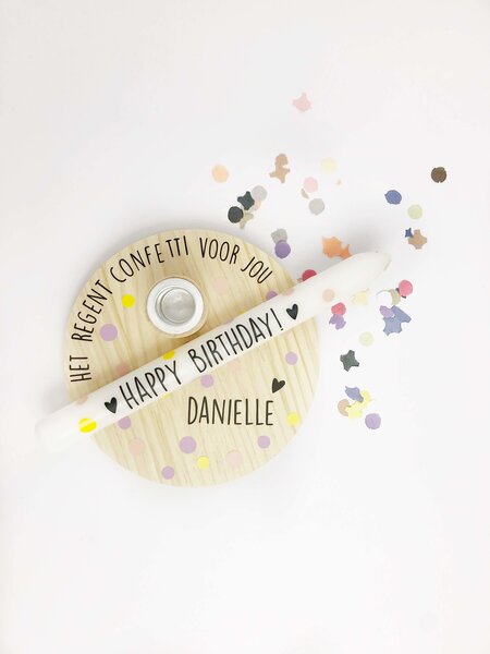 Kandelaar Het regent confetti voor jou (Peach)