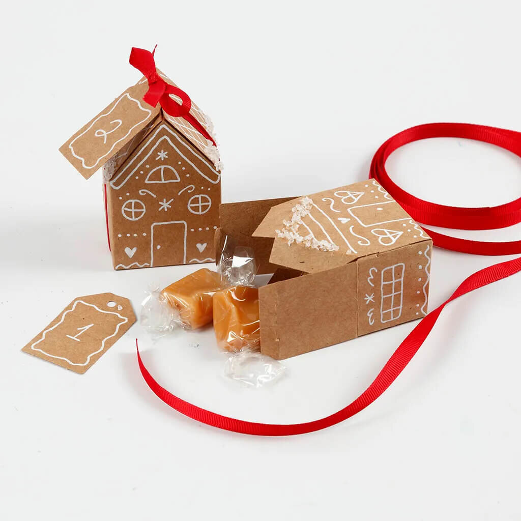 Adventskalender huisjes, bomen en stift
