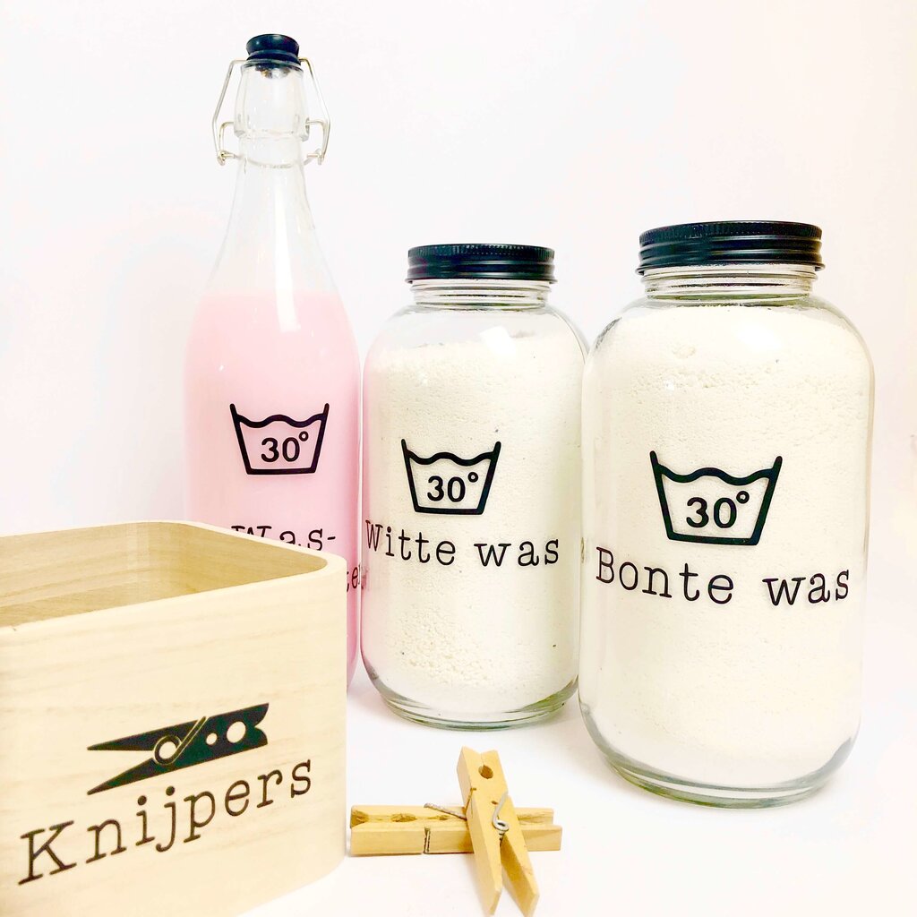 Stickers voor waspoeder