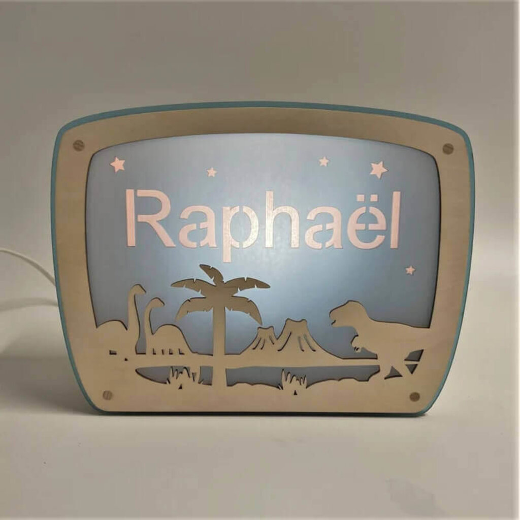 Houten lampje met naam Dino