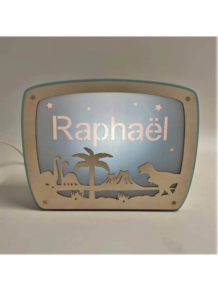 Houten lampje met naam Dino