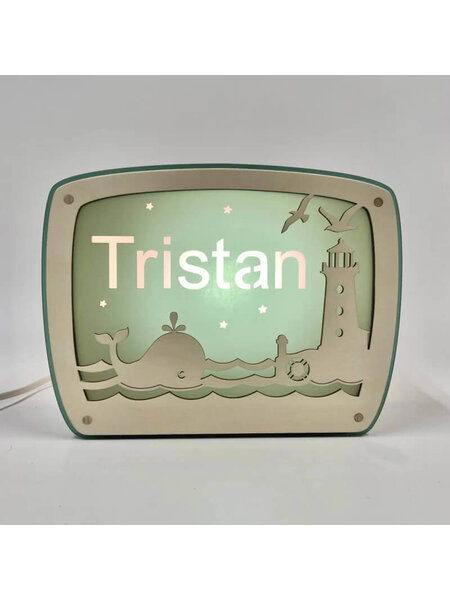Houten lampje met naam Walvis