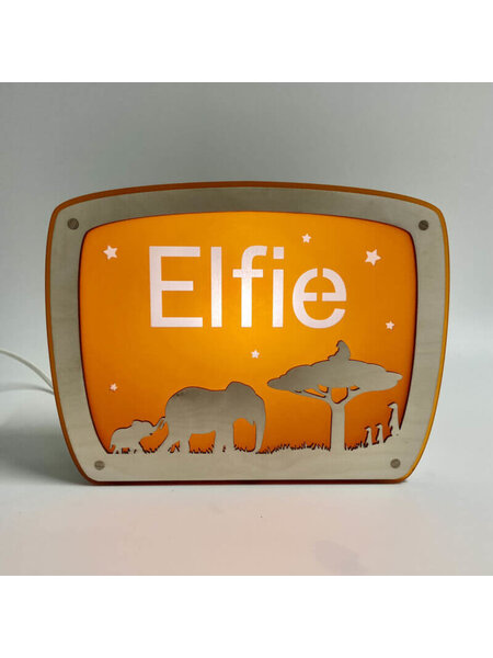 Houten lampje met naam Savanne Houten lampje met naam Savanne