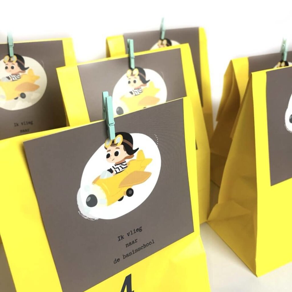 Traktatie kaartjes Ik vlieg naar de basisschool 10 x
