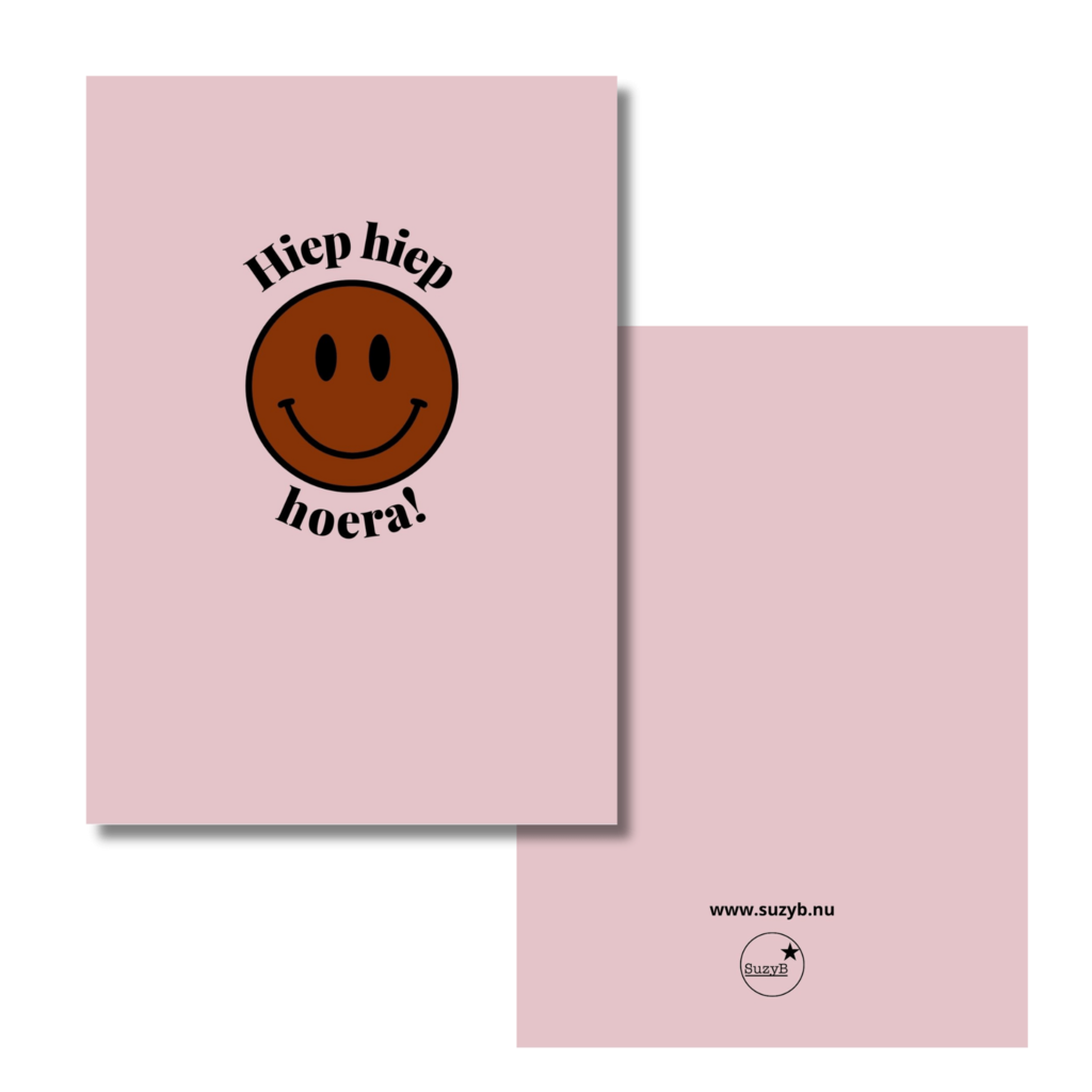 Kaart  Smiley Hiep hier hoera