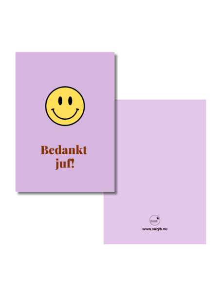 Kaart  Smiley Bedankt juf!
