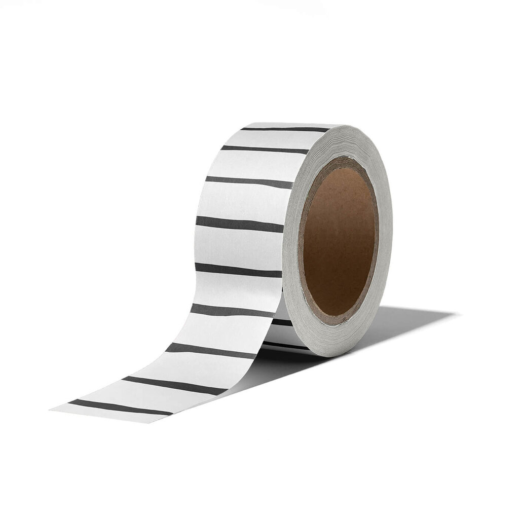 Washi tape wit met zwarte strepen