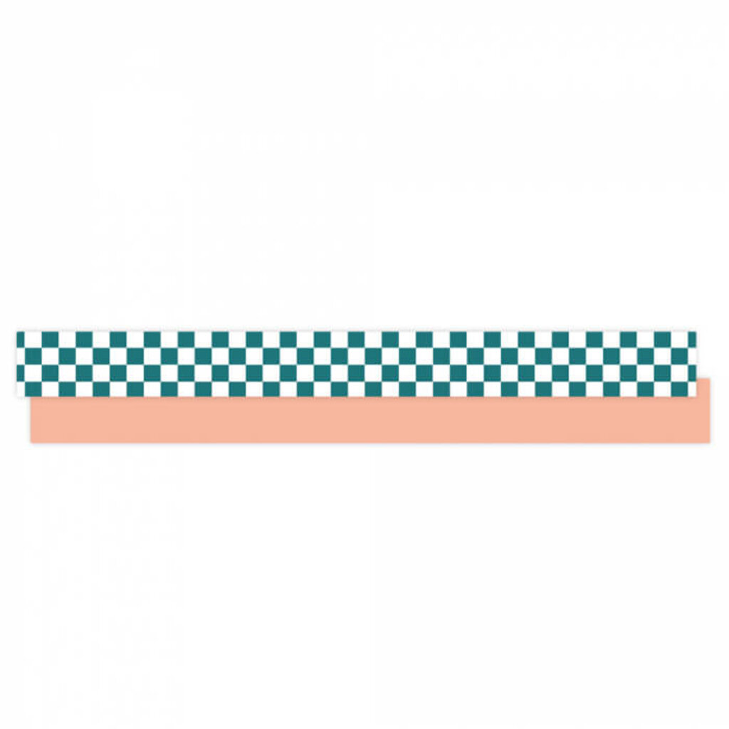 Cadeaulint checkerboard groen peach