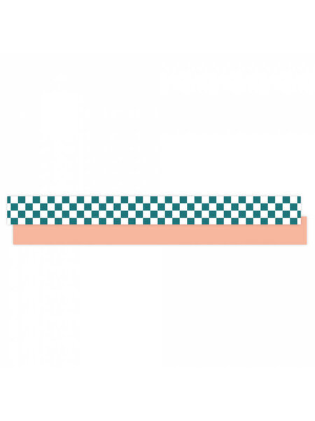 Cadeaulint checkerboard groen peach