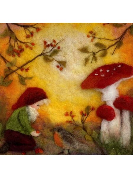 Losse afbeelding Ann Galland|  Kabouter met paddestoelen