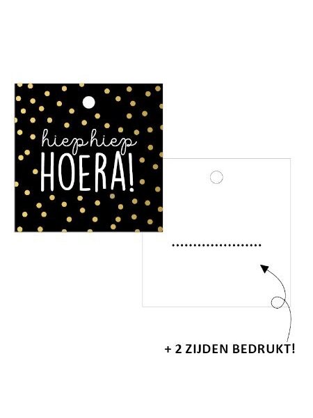 Cadeaulabel hiep hiep hoera 5x