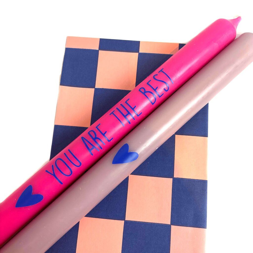 Kaars You are the best (roze en lila)