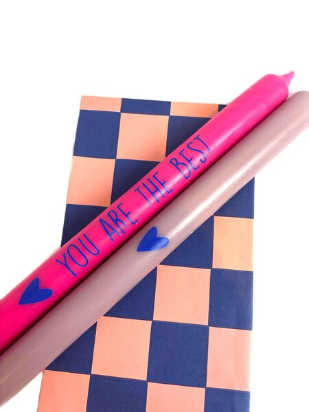 Kaars You are the best (roze en lila)