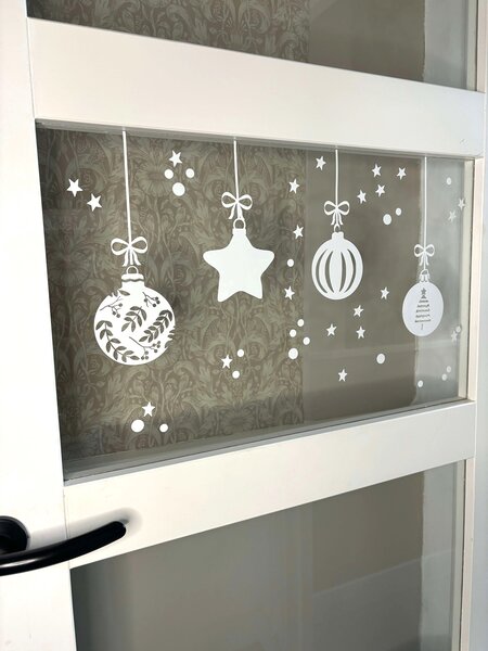 Raamsticker Kerstballen (herbruikbaar)