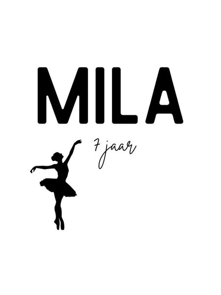 Sticker met naam ballet 10x