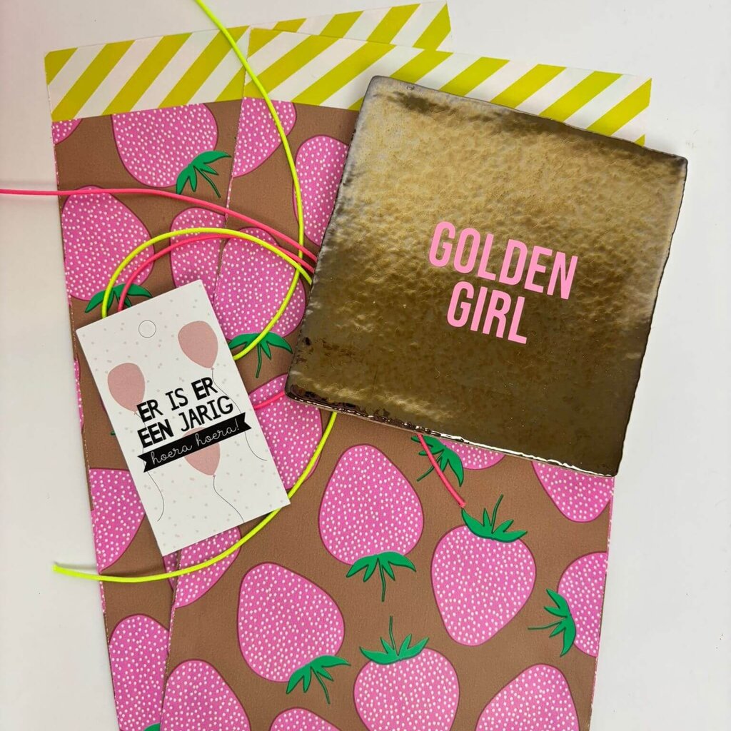 Tegeltje Golden girl (goud met roze)