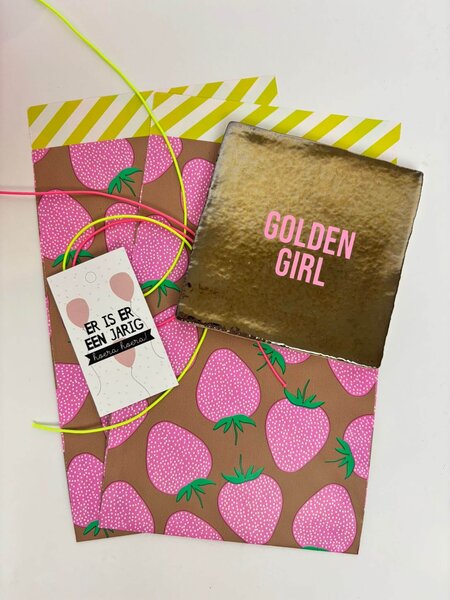 Tegeltje Golden girl (goud met roze)