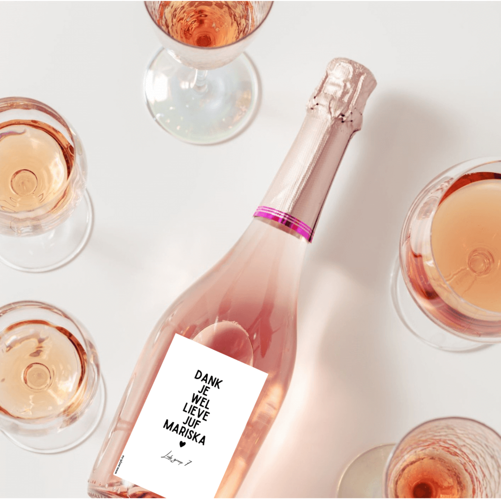 Wijnetiket Dank je wel juf
