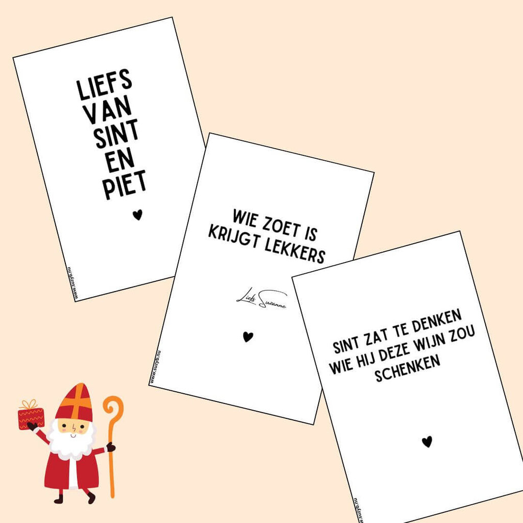 Wijnetiketten Sint (3x)