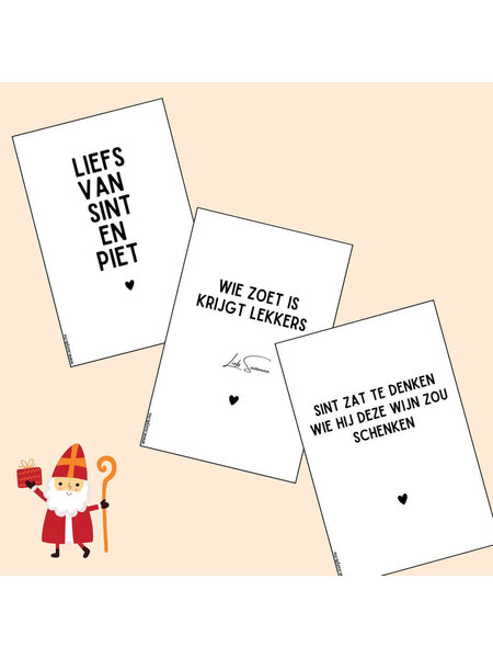 Wijnetiketten Sint (3x)