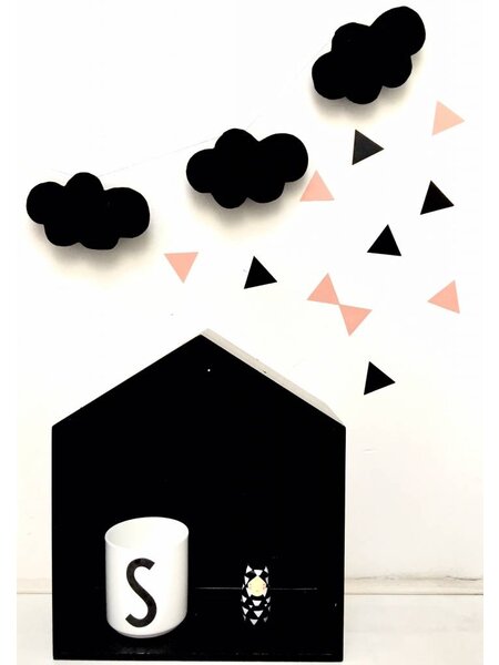 Muursticker triangle peach/ zwart