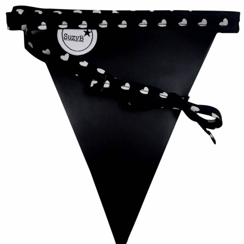 Krijtbordslinger zwart met witte hartjes