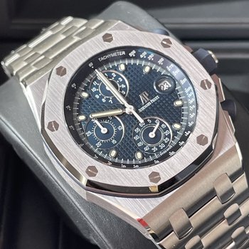 Audemars Piguet Royal Oak Chronograph 26238ST.OO.2000ST.01, blau, unworn, 2022, 42mm, Eu, blue, flyback