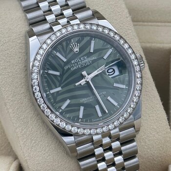 Rolex Datejust 126284RBR, 2024, palm, dial, diamond, bezel, green, grün, unworn, ungetragen