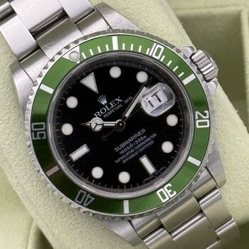 Rolex Submariner Date 16610LV, LC100, 2008, M6.. , unpoliert, unpolished, Kermit, Box & Papers