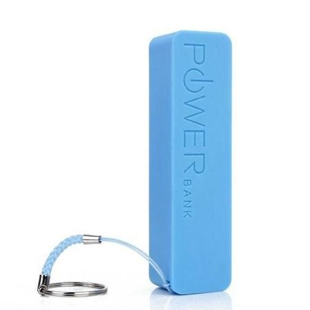 Compacte powerbank 2600 mAh met sleutelhanger - Blauw