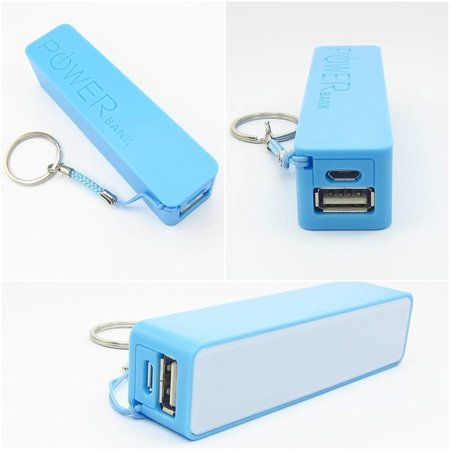 Compacte powerbank 2600 mAh met sleutelhanger - Blauw