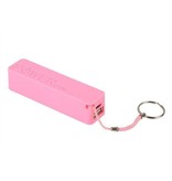 Compacte powerbank 2600 mAh met sleutelhanger - Roze