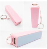 Compacte powerbank 2600 mAh met sleutelhanger - Roze