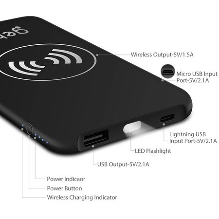 Gebra Gebra Draadloze Powerbank 10000 mAh - Zwart