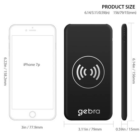 Gebra Gebra Draadloze Powerbank 10000 mAh - Zwart